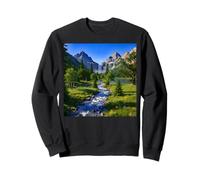 Majestic Mountain Waterfall River Nature Landscape Art Sweatshirt
