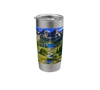Majestic Mountain Waterfall Serene Valley Landscape Stainless Steel Insulated Tumbler