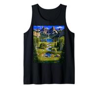 Majestic Mountain Waterfall Serene Valley Landscape Tank Top