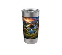 Majestic Mountain Waterfall Sunset Nature Landscape Scenery Stainless Steel Insulated Tumbler