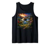 Majestic Mountain Waterfall Sunset Nature Landscape Scenery Tank Top
