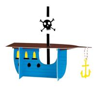 Majestic Multicolor Pirate Ship Centerpiece Decoration (28cm x 33cm) - Perfect for Themed Parties & Celebrations - 1 Pc