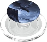 Majestic Nighttime Dragon Soaring Over Castle PopSockets PopGrip for MagSafe