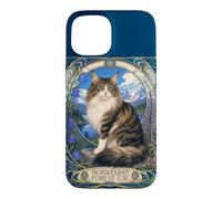 Majestic Norwegian Forest Cat Art Nouveau Case for iPhone 15