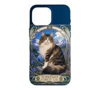 Majestic Norwegian Forest Cat Art Nouveau Case for iPhone 16 Pro Max