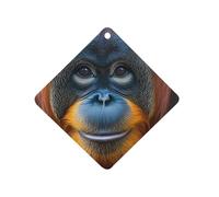 Majestic Orangutan Monkey Car Air Freshener Automotive Aromatherapy Tablets Hanging Scented Cards Rearview Mirror Rhombus