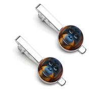 Majestic Orangutan Monkey Men's Round Metal Tie Clip 1Pair Classic Tie Bar Jewelry Gift for Daily Business Anniversary
