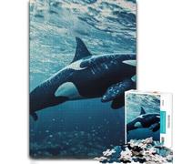 Majestic Orca Whale Killer Adult Wood Puzzle, Picture Jigsaw, 1000 Pieces | Puzzle for Adults: border-first or section-first building options during indoor leisure.