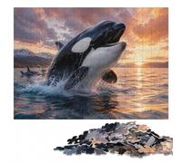 Majestic Orca Whale Killer Illustrated Wooden Puzzle, Adults, 1000 Pieces | For home use: Adult Puzzle - border-first or section-first building options at your own pace.