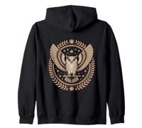Majestic Owl Emblem Surrounded By Stars Zip Hoodie