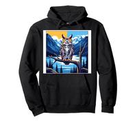 Majestic Owl Mountain Lake Forest Wildlife Art Pullover Hoodie