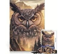 Majestic Owl Mountain Landscape Adults 1000 Piece Jigsaw Puzzle Cognitive Skill Tight Connection Fun Challenge Classic Xmas Gift (38x26cm)