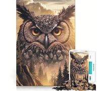 Majestic Owl Mountain Landscape Adults 1000 Piece Jigsaw Puzzle Cognitive Skill Tight Connection Fun Challenge Classic Xmas Gift (38x26cm)