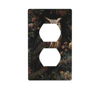 Majestic Owl On Ancient Tree Branch Outlet Cover Light Switch Cover Decorative 1 Gang Wall Plate for Kitchen Room Bathroom Size 7x11.4cm