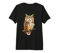 Majestic Owl Perched on a Branch - Nature Lovers Gift Premium T-Shirt