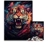 Majestic Painting Tiger 1000 Piece Puzzle Puzzles for Adults for Teenagers & Family Fun DIY Brain Teaser Game Gift 1000 PCS(75x50cm)