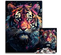 Majestic Painting Tiger 1000Piece Jigsaw Puzzle Wooden Jigsaw Puzzles for Adults Birthday Gift Idea Challenging Brain Teaser Game 1000 PCS(38x26cm)