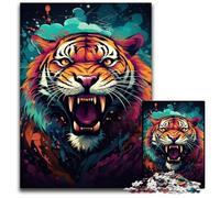 Majestic Painting Tiger Jigsaw Puzzles for Adults 1000 Piece Difficult Puzzles for Adults Challenging DIY Brain Teaser, Perfect Family Game Or Decorative Gift 1000 PCS(38x26cm)