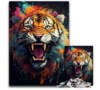 Majestic Painting Tiger Jigsaw Puzzles for Adults, 1000 Piece Wooden Jigsaw Family Activity, Brain Teaser, Home Decor, 1000 PCS(75x50cm)