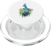 Majestic Peacock Bird with Vibrant Floral Watercolor Art PopSockets PopGrip for MagSafe