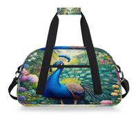 Majestic Peacock Feather Kids Duffel Bag | 18.9 In Sports Travel Bag with Adjustable Shoulder Strap, Lightweight Gym Overnight Weekender Bag for Boys Girls School