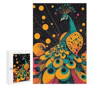 Majestic Peacock Illustration Vibrant And Elegant Design Peacock with Colorful Feathers, 1000 PCS Decorative Wooden Puzzle, New Year Gift, for Mindful Indoor Entertainment