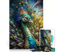 Majestic Peacock Portrait with Vibrant Feathers Adults 1000 Piece Jigsaw Puzzle Brain Think Bright Detail Real Challenge Room Accent (50x75cm)