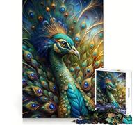 Majestic Peacock Portrait with Vibrant Feathers Adults 1000 Piece Jigsaw Puzzle Brain Think Bright Detail Real Challenge Room Accent (50x75cm)