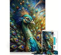 Majestic Peacock Portrait with Vibrant Feathers Teenagers 1000 Piece Jigsaw Puzzle Brain Gain Bright Detail Family Game Art Display (38x26cm)