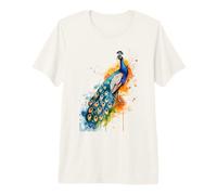 Majestic Peacock Watercolor Bird Artwork Premium T-Shirt