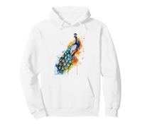 Majestic Peacock Watercolor Bird Artwork Pullover Hoodie