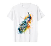 Majestic Peacock Watercolor Bird Artwork Value Graphic T-Shirt