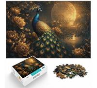 Majestic Peacock with Golden Ornate Frame Jigsaw Puzzle, 1000 Piece