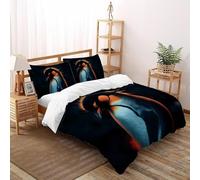 Majestic Penguin Bedding Set 3D Digital Printing Wildlife Marine Animal Theme Duvet Cover Set 3 Pcs Microfiber Comforter Cover for All Seasons with Pillowcase Double（200x200cm）