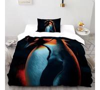 Majestic Penguin Bedding Set Digital Printe Wildlife Marine Animal Theme Duvet Cover Set 2 Pcs Microfiber Comforter Cover for Boys & Girls with Pillowcase Single（135x200cm）