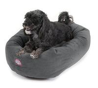 Majestic Pet 24 Inch Suede Calming Dog Bed Washable - Cozy Soft Round Dog Bed with Spine Support for Dogs to Rest their Head - Fluffy Donut Dog Bed 24x19x7 (Inch) - Round Pet Bed Small - Gray