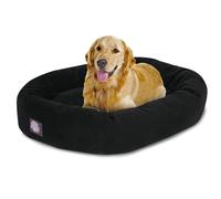 Majestic Pet 40 Inch Suede Calming Dog Bed Washable - Cozy Soft Round Dog Bed with Spine Support for Dogs to Rest their Head - Fluffy Donut Dog Bed 40x29x9 (Inch) - Round Pet Bed Large - Black