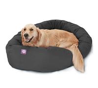 Majestic Pet Dog Bagel Calming Bed, 40x29x9in, Soft Round Pet Bed with Spine Support, Fluffy Donut Dog Bed, Large, Gray