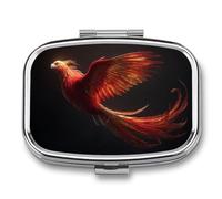 Majestic Phoenix Pill Box 2 Compartment Portable Medicine Pill Case Travel Pill Organizer for Pocket Purse