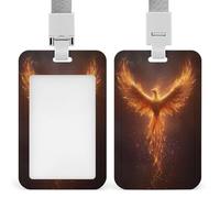 Majestic Phoenix Rising from Darkness ID Badge Holder Retractable Clip Card Holder Card Protector Name Badge Name Tag for Work Office Doctor Nurse