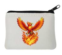 Majestic Phoenix Rising from Fiery Flames Neoprene Coin Purse Pouch 10x11cm White