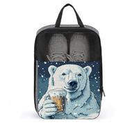 Majestic Polar Bear Holding A Cup of Beer Shoe Bag for Travel Daily Use Anti-dust Storage Carrier Golf Shoe Pouch