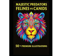 Majestic Predators - Felines vs Canids: 50 x Premium Animal Mandala Illustrations | Lions, Wolves, Tigers, Foxes,Bears and more | Perfect to Frame Your Artwork | Large Format | 102 x pages |