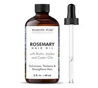MAJESTIC PURE 100% Pure Rosemary Oil For Hair Growth Infused With Biotin | Hair Strenghtening Treatment | Nourishing & Volumizing | With Jojoba Oil & Castor Oil | Non GMO Verified | 2fl oz
