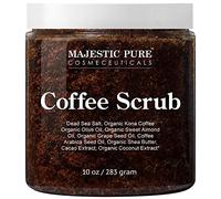 Majestic Pure Arabica Coffee Scrub - All Natural Body Scrub for Skin Care, Stretch Marks, Acne & Cellulite, Reduce the Look of Spider Veins, Eczema, Age Spots & Varicose Veins - 10 Oz