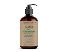 Majestic Pure Castor Oil in glass bottle| 100% Natural | Premium Grade Cold Pressed | Hair, Eyelashes, Eyebrows, Nails | Moisturizing & Nourishing | Body, Hair & Carrier Oil | 8 Fl Oz