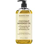 MAJESTIC PURE Coconut Massage Oil - Ultra-Glide Formula with Soothing Aroma - Therapeutic Massage, Made with Natural Oils - All Skin Types, Men & Women - 8 fl oz