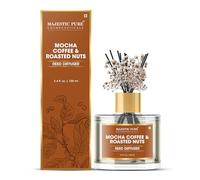 Majestic Pure Coffee & Roasted Nuts Reed Diffuser 100ml - Natural Aromatherapy Home Fragrance, Essential Oil Air Freshener with Reed Sticks for Bathroom, Living Room & Office