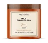 Majestic Pure Pumpkin Cinnamon Scented Candle with Upto 45+ Hrs Burn Time, 2-Wick Candle, Soy Wax Blend for Cleaner Consistent Burn, 10 oz Jar Candle with Room Filling Fragrance, Spiced Chai