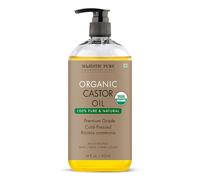 MAJESTIC PURE USDA Organic Castor Oil | Hexane Free & 100% Pure | Cold Pressed | Stimulate Growth for Hair, Eyelashes, Eyebrows, Nails | Moisturizing & Nourishing | Body, Hair & Carrier Oil | 16fl oz